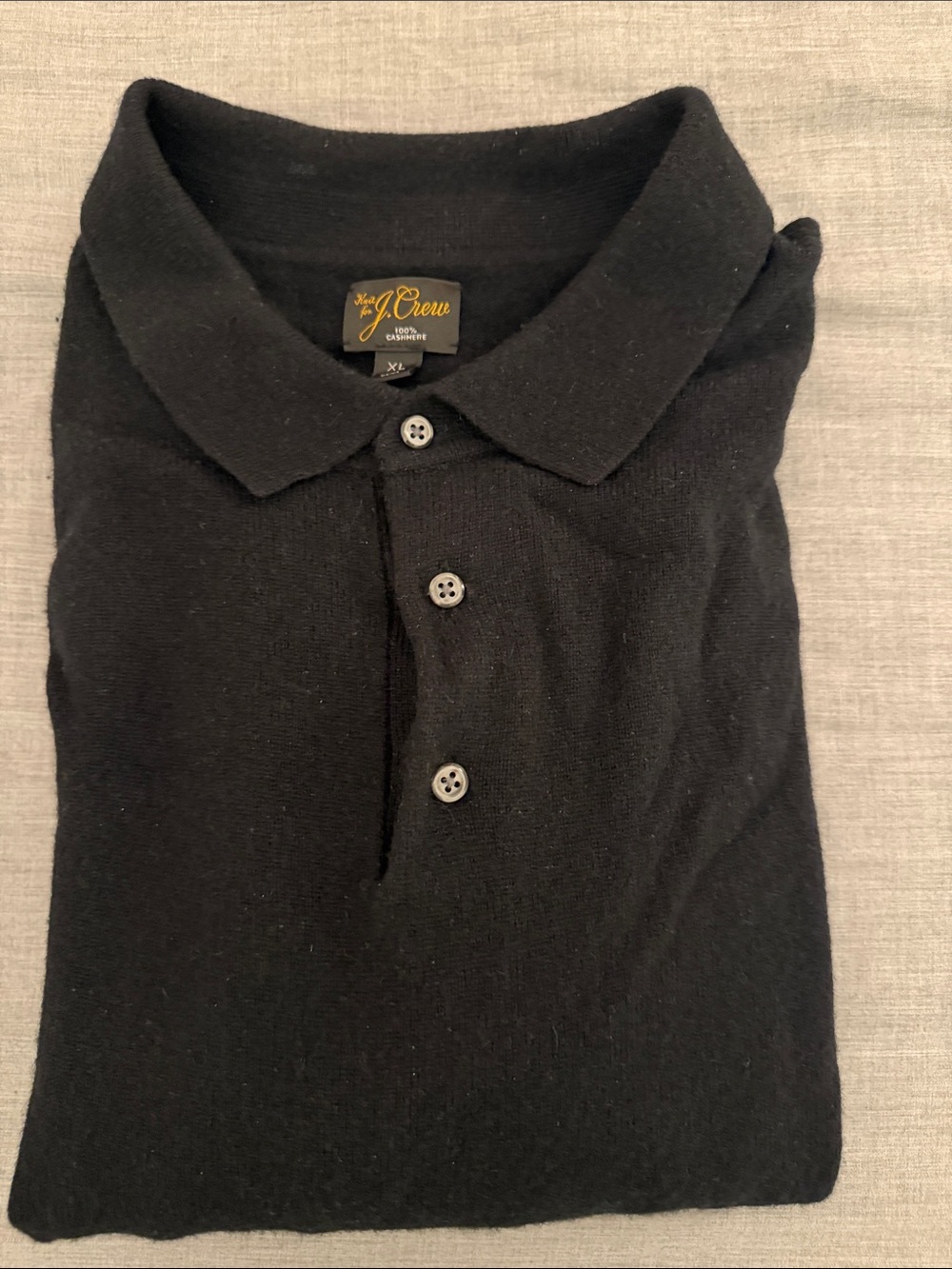 J. Crew Men's Black Cashmere Polo Sweater